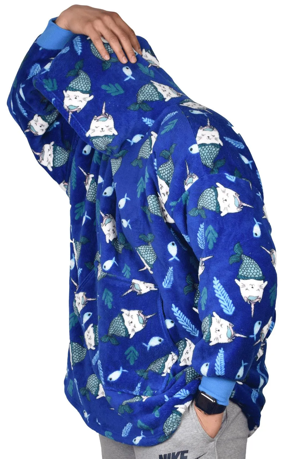 Blanket Hoodie Sherpa Fleece Blue