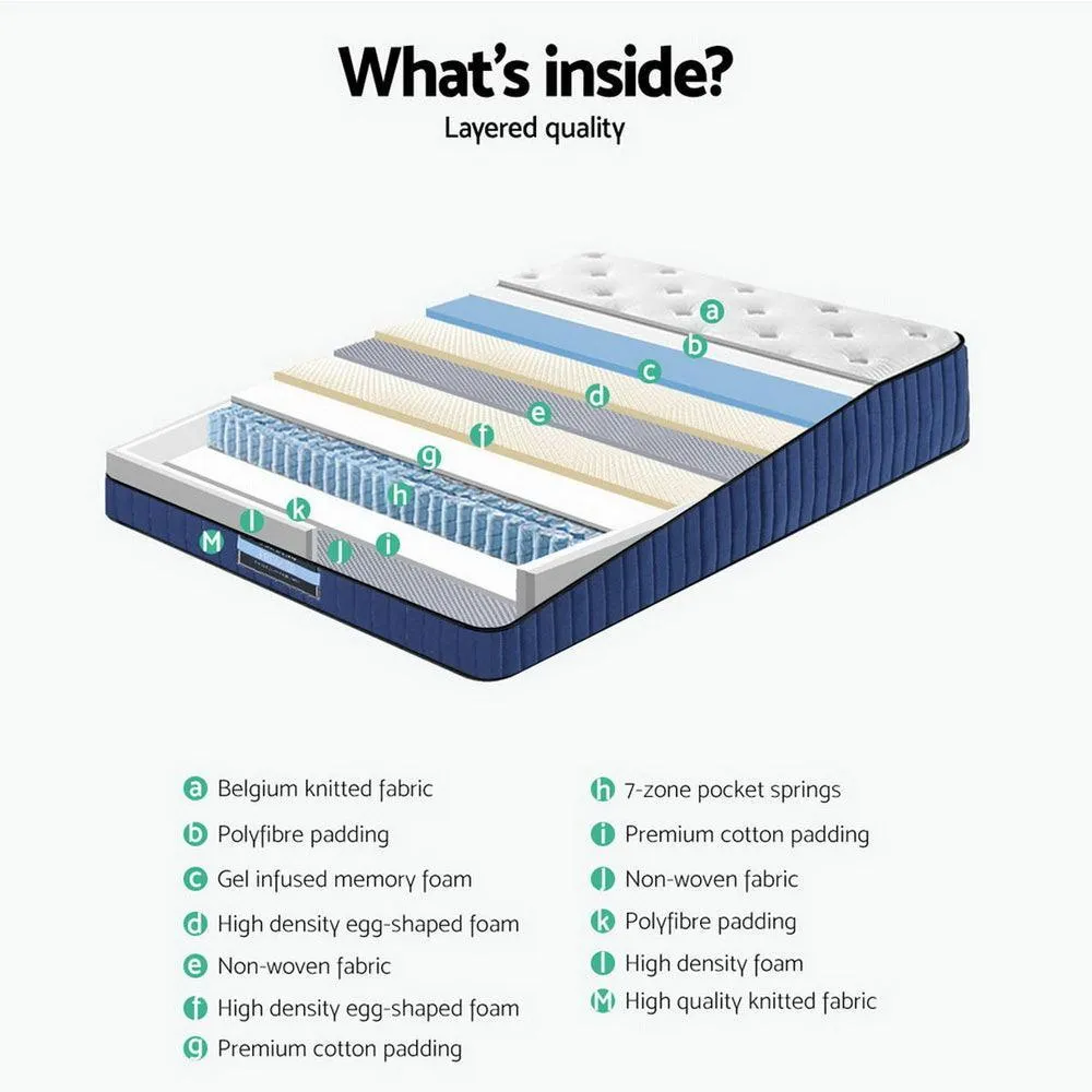 Giselle Bedding Franky Euro Top Cool Gel Pocket Spring Mattress 34cm Thick - Queen